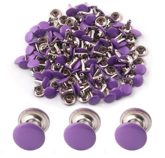 Purple Rivet Bright Finish 9mm Double Cap Purple Rivets for Leather Craft Stainless ...