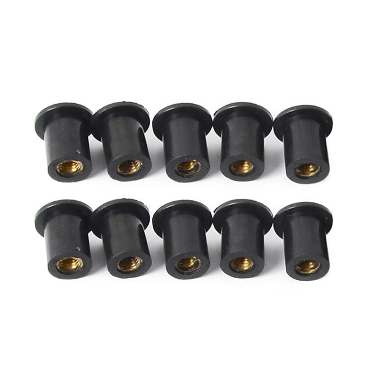Lot De 20 Écrous Caoutchouc M6 Convexes Droits - Fixation Pare-Brise Moto - Résistants Corrosion - Noir