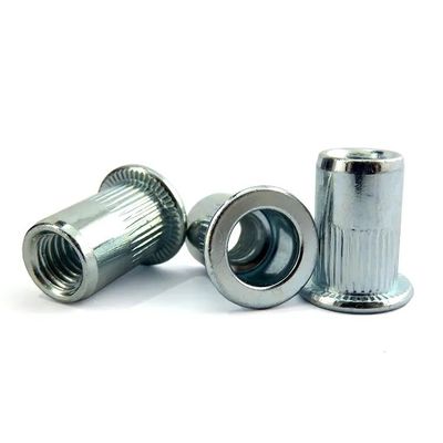 Bright Zinc Plated M6 Blind Rivet Nut Corrosion Resistant Flat Head Threaded Insert