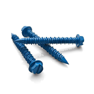 Flange Head One Slot Self Tapping Screw with Corrosion Resistant Coating for Concrete and Metal
