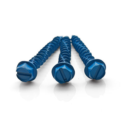 Flange Head One Slot Self Tapping Screw with Corrosion Resistant Coating for Concrete and Metal