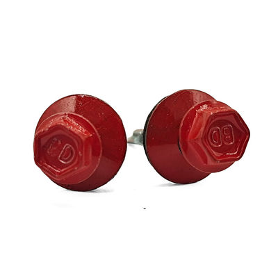 Red Baked Paint Hex Flange Head Self-Drilling Screw with Waterproof EPDM Washer for M6/M8/M10 Roofing Applications