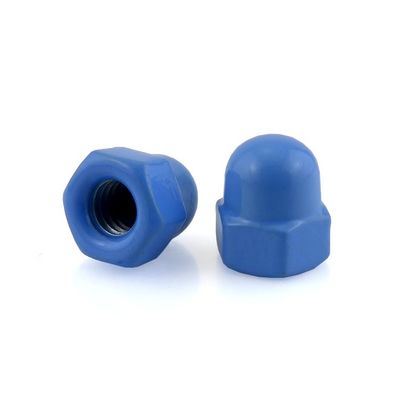 Nuez de tapa decorativa de color azul personalizada con acabado pasivado grado 6.8/ 8.8/ 10.9/ 12.9